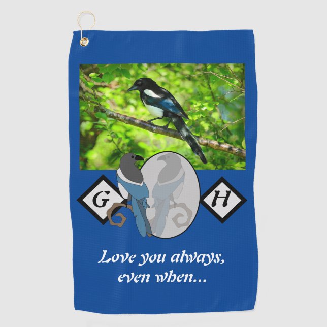 Toalla De Golf Magpie Adorable con aspecto de cristal Monograma c (Anverso)