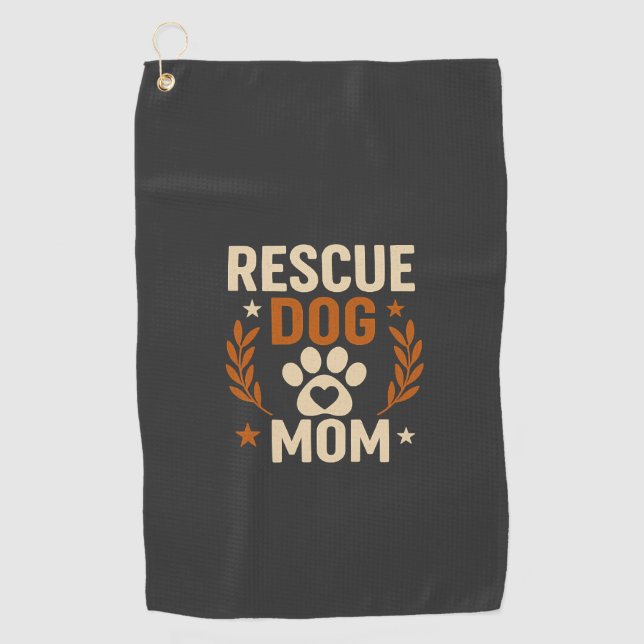 Toalla De Golf Mamá de perro rescatado (Anverso)
