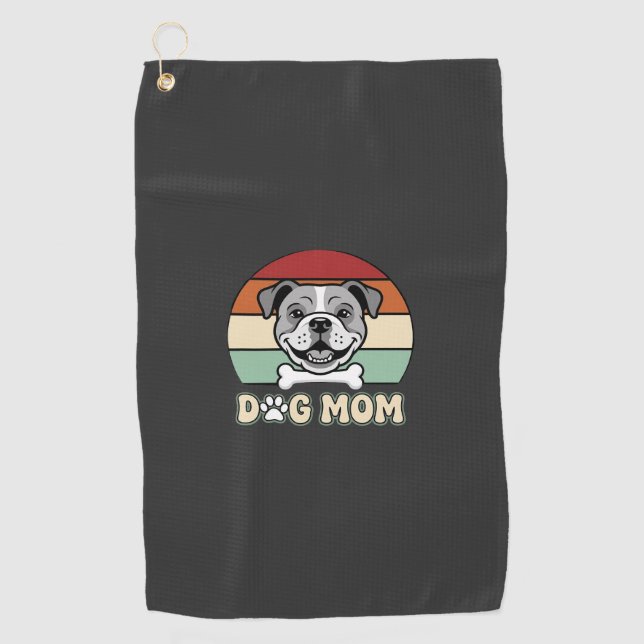 Toalla De Golf Mamá Perro Retro Vector Bulldog (Anverso)