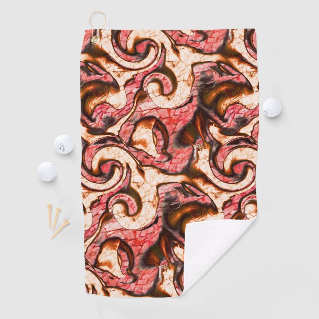 Toalla De Golf Manchas rojas y coralinas abstractas de estilo woo (In situ)