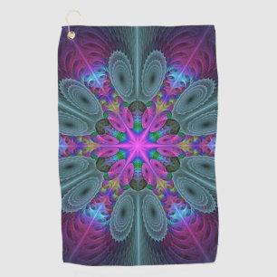 Toalla De Golf Mandala Colorido y llamativo arte fractal Kaleidos