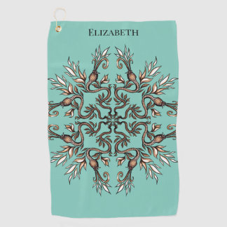 Toalla De Golf Mandalá de Serpientes Art Nouveau - Verde Acuático
