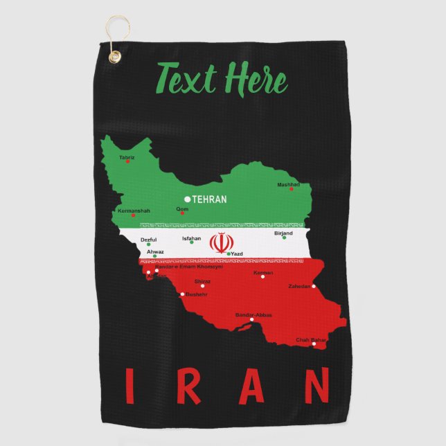 Toalla De Golf Mapa de Irán con bandera y emblema (Anverso)