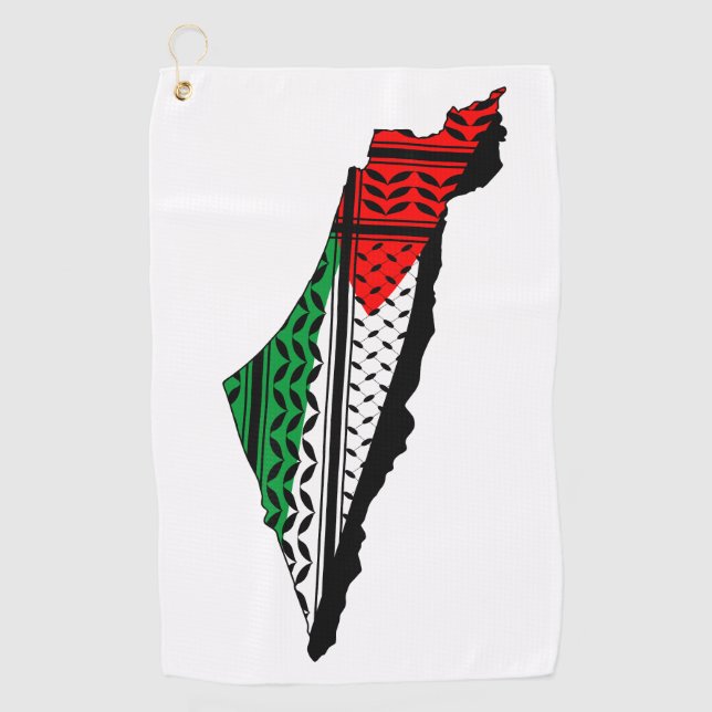 Toalla De Golf Mapa palestino con bandera y patrón de Keffiyeg (Anverso)