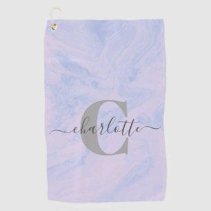 Toalla De Golf Marble de lavanda Lilac Elegante Nombre Monograma