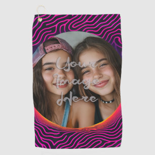 Toalla De Golf Marco fotográfico Neon Vaporwave Swirl Personaliza