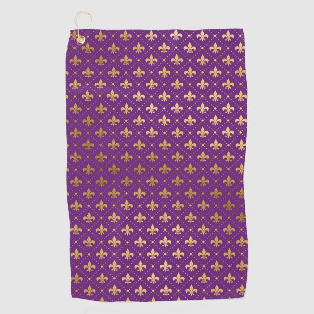 Toalla De Golf Mardi Gras Elegante Fleur De Lis (Anverso)