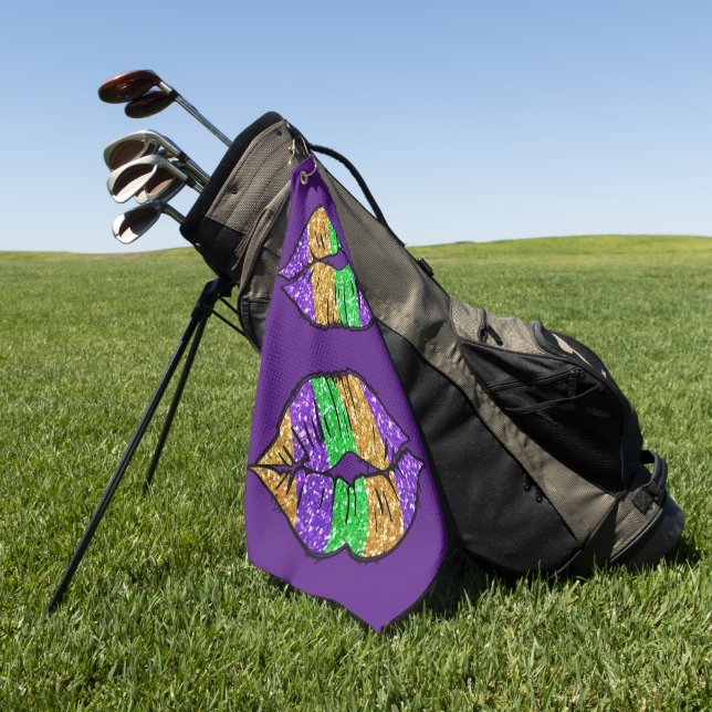 Toalla de golf Mardi Gras Kiss (Verde)