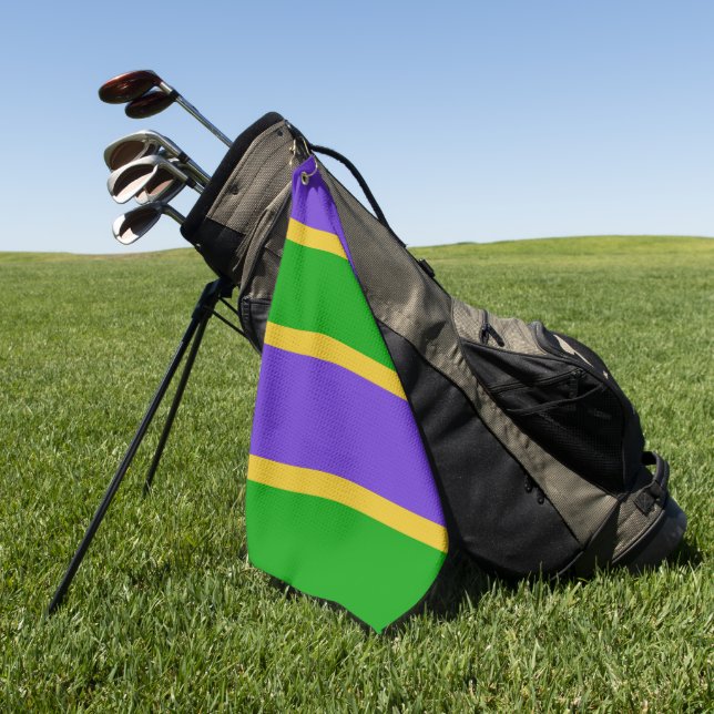 Toalla De Golf Mardi Gras Stripes (Verde)