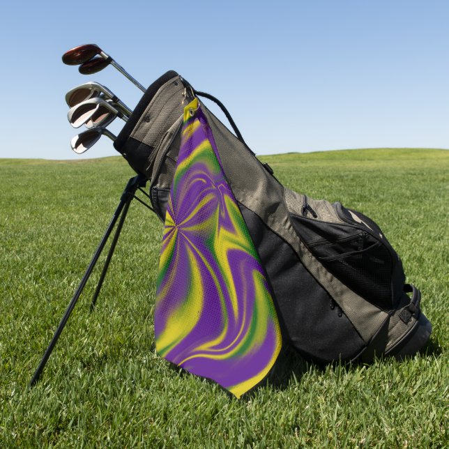 Toalla De Golf Mardi Gras Swirls (Verde)