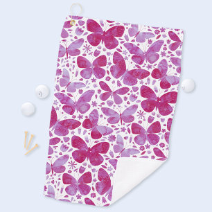 Toalla De Golf Mariposa acuarela Magenta rosa caliente