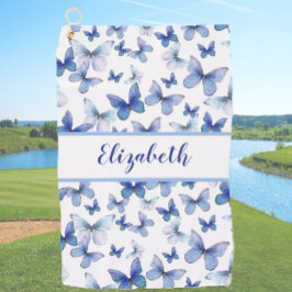 Toalla De Golf mariposa azul bonito con nombre personalizado seño