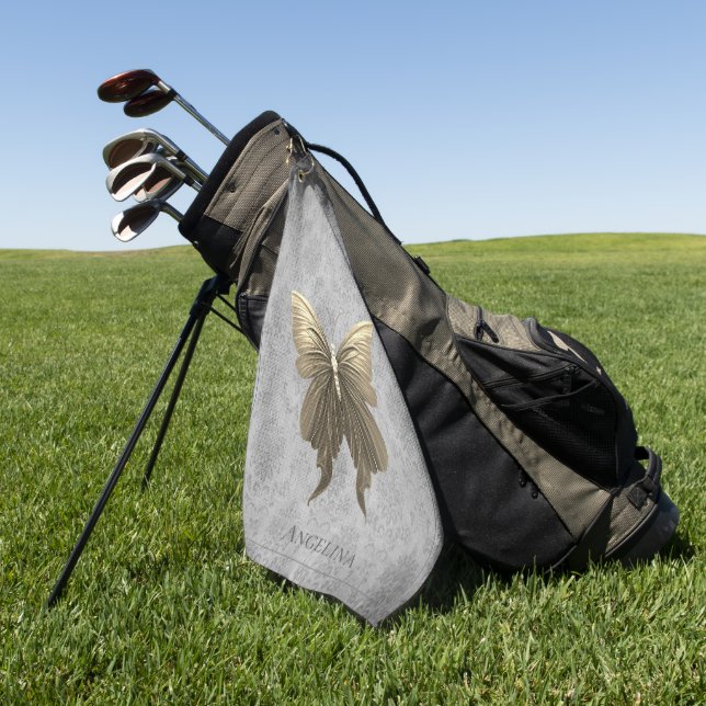 Toalla De Golf Mariposa jewada de oro (Verde)