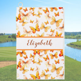 Toalla De Golf mariposa naranja bonito con nombre personalizado s