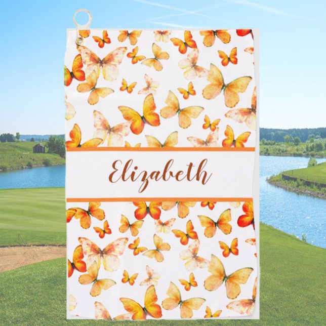 Toalla De Golf mariposa naranja bonito con nombre personalizado s (Subido por el creador)