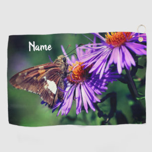 Toalla De Golf Mariposa Pintada Personalizada Flor de Aster