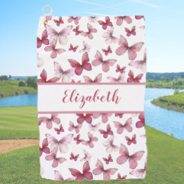 Toalla De Golf mariposa roja bonito con nombre personalizado seño