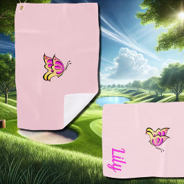 Toalla De Golf mariposa rosa - añadir nombre