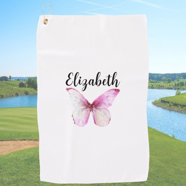 Toalla De Golf mariposa rosa bonito con nombres personalizados se (Subido por el creador)