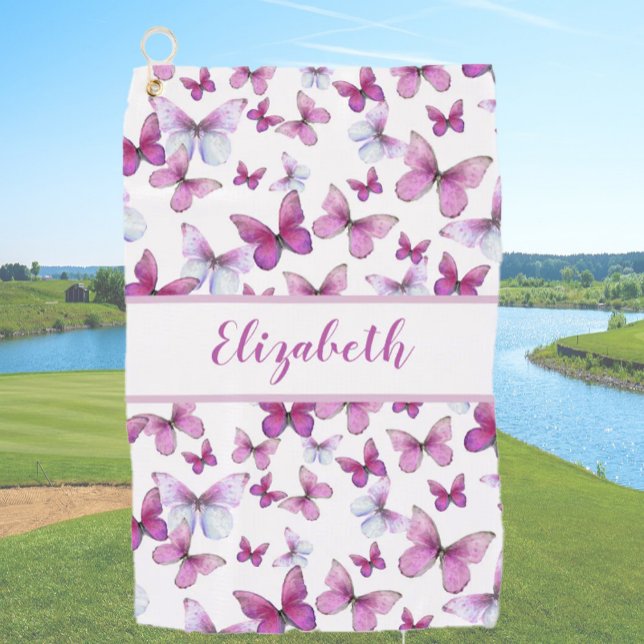 Toalla De Golf mariposa rosa bonito con nombres personalizados se (Subido por el creador)