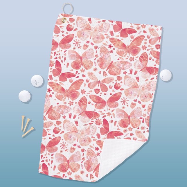 Toalla De Golf Mariposas Acuarela Coral Rosa (Subido por el creador)