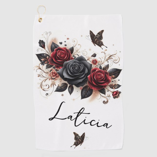 Toalla De Golf Mariposas y Rosas (Anverso)