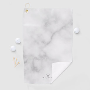 Toalla De Golf Mármol blanco con monograma y nombre personalizado