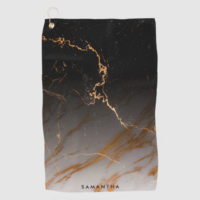 Toalla De Golf Mármol blanco y negro (Anverso)