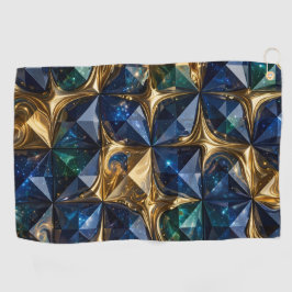 Toalla De Golf Mármol Geométrico Azul Rubí de Lujo