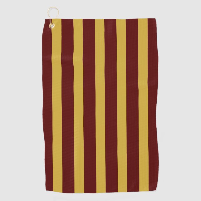 Toalla De Golf Maroon and Metallic Gold Vertical Striped (Anverso)