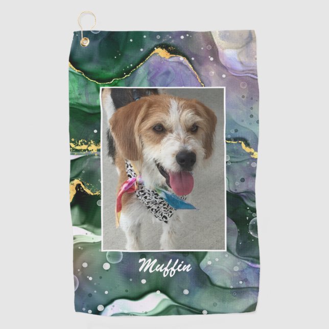 Toalla De Golf MASCOTA DIY o nombre del niño, resumen de tinta 10 (Anverso)