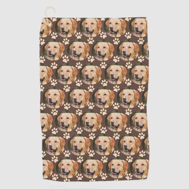 Toalla De Golf Mascota personalizado Patrón de foto Perro Marrón (Anverso)