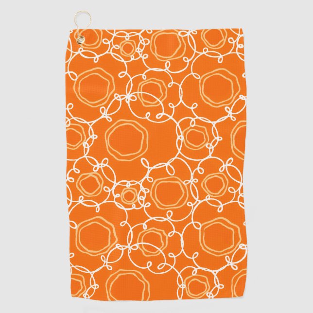 Toalla De Golf Matriz floral abstracta (naranja) Arte fino (Anverso)