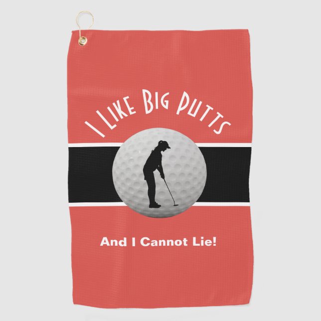 Toalla De Golf Me Gusta Big Putts Golf Humor Divertido Rojo Negro (Anverso)