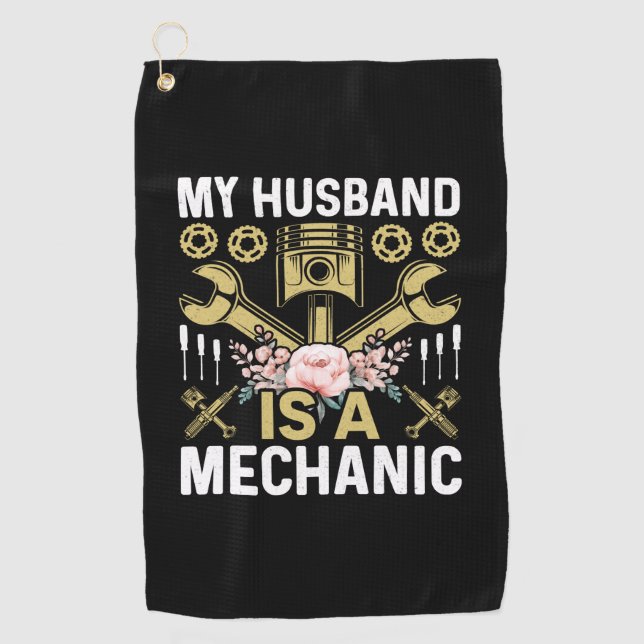 Toalla De Golf Mechanic My Husband Is A Mechanic (Anverso)