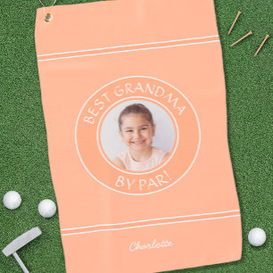 Toalla De Golf Mejor Abuela Por Par Foto Personalizada Melocotón
