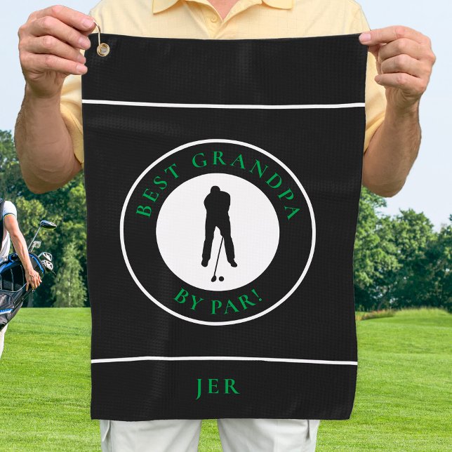 Toalla De Golf Mejor Abuelo De Par Golfer Monograma Deporte Negro (Best Grandpa By Par Golfer Monogram Sports Black Golf Towel)
