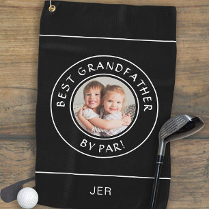 Toalla De Golf Mejor Abuelo De Par Golfer Photo Gift Black