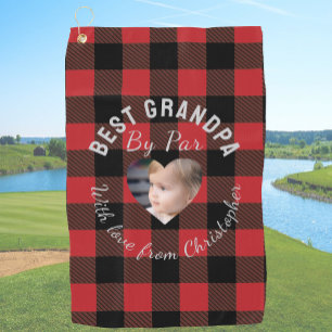 Toalla De Golf Mejor abuelo personalizado foto de niños Plaid Buf