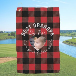 Toalla De Golf Mejor abuelo personalizado foto de niños Plaid Búf