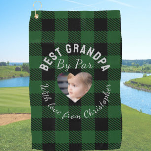 Toalla De Golf Mejor abuelo personalizado foto de niños Plaid ver