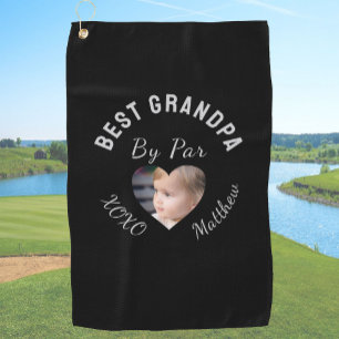 Toalla De Golf Mejor abuelo personalizado foto de niños roja negr