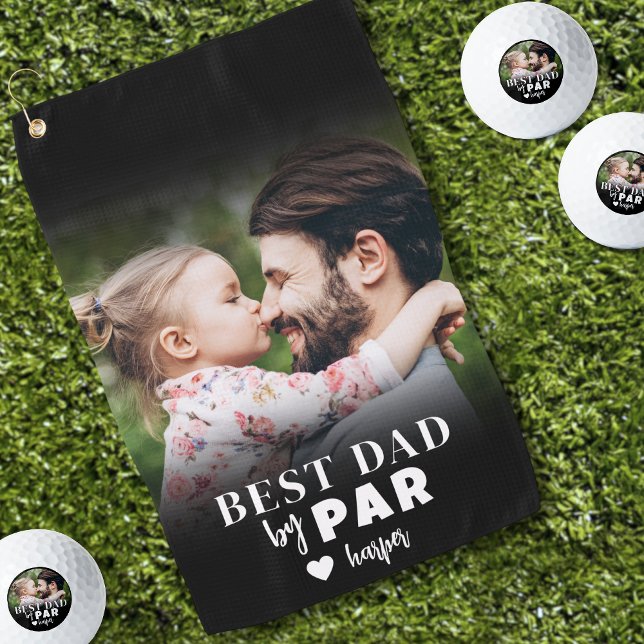 Toalla De Golf Mejor Foto de Papá (Best Dad By Par Photo Golf Towel)