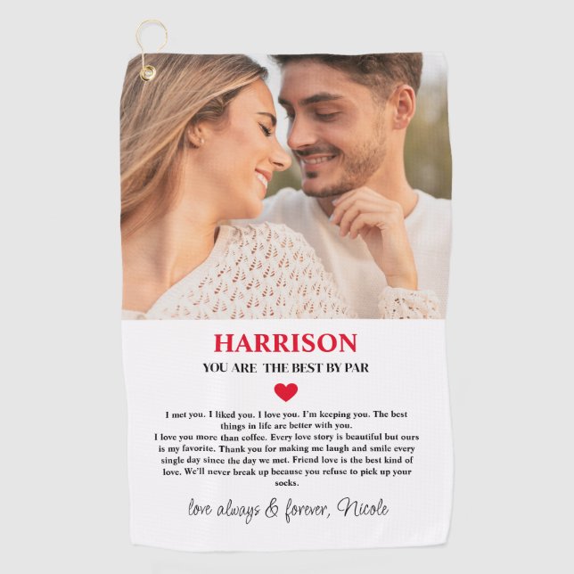 TOALLA DE GOLF MEJOR FOTO DEL MENSAJE DE PAR RED HEART (Anverso)