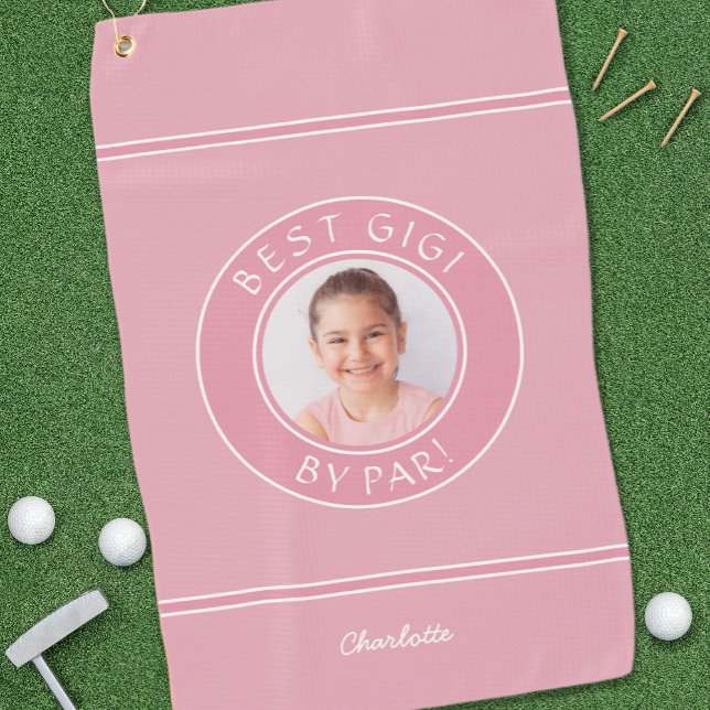 Toalla De Golf Mejor Gigi De Par Elegant Golfer Gift Fotográfico  (Best Gigi By Par Elegant Golfer Pink Photo Gift Golf Towel)