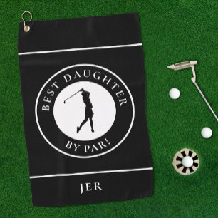 Toalla De Golf Mejor hija por par monograma negra linda