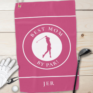 Toalla De Golf Mejor Mamá De Par Golfer Monogramado Deporte Rosa