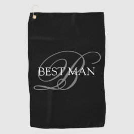 Toalla De Golf Mejor Monograma del Hombre Gris Negro