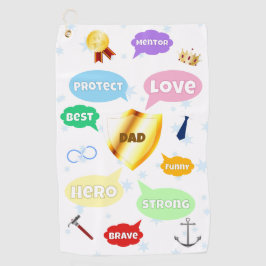 Toalla De Golf Mejor Palabra del Día del Padre Nubes de palabras 