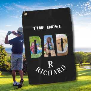 Toalla De Golf Mejor Papá 3 Fotos Monograma Nombre